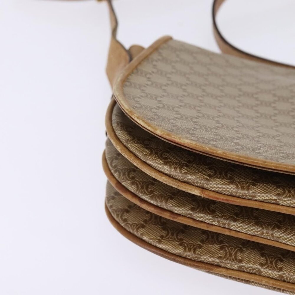 Authentic CELINE Macadam Canvas Shoulder Bag PVC Beige Gold - Picture 2 of 16